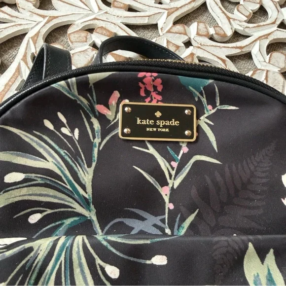 Kate Spade Black Floral Backpack Bag Purse Bag - Picture 14 of 14